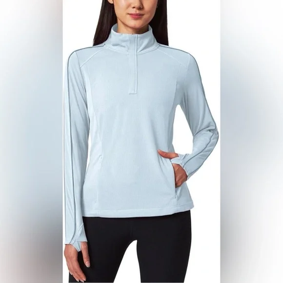 Mondetta Wonen’s Lightweight Sky Blue Quarter-Zip Pullover Shirt Size Large NWOT - Picture 1 of 14